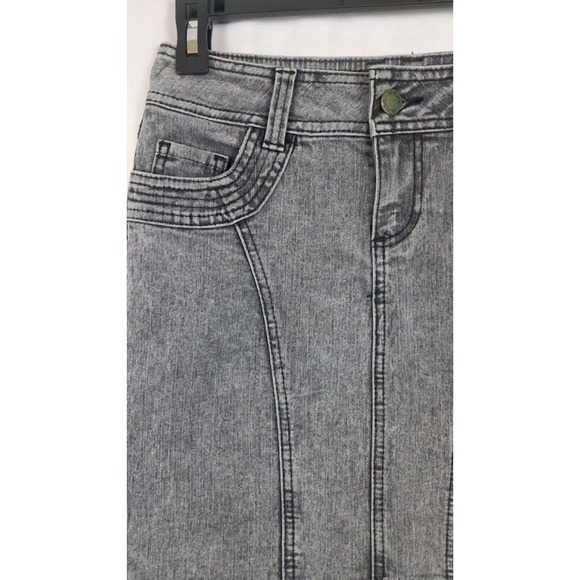 Warehouse Y2K UK 6/ US 4 Denim Mini‎ Skirt Gray Wash Fitted Stretch Casual - Picture 2 of 5